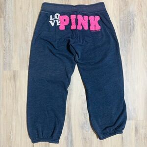 Y2K ‘07 PINK by Victoria’s Secret Cropped Logo Sweatpants size XS